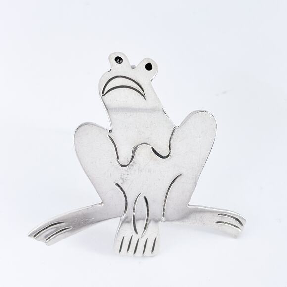 Vintage Mexico Taxco TC-87 Sterling Silver 925 Frog Pin Brooch Pendant - Picture 7 of 9